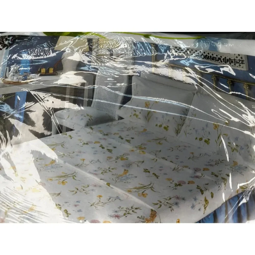 VTG Springs No-Iron Queen Bed Set 1 fitted 1 flat 2 pillowcases Summer Breeze